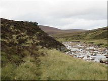 NJ0909 : Rocky scarp on north bank of Water of Caiplich in Cairngorm National Park by ian shiell