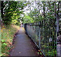 Riverside path between bank and railings, Ebbw Vale