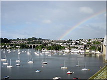 SX4358 : Rainbow Over Saltash Cornwall From Royal Albert Bridge by Roy Hughes