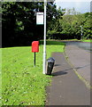 Bus stop, litter bin and postbox, Ffordd Dinefwr, Creigiau