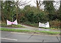 Remains of no-caravan protest at entrance to Sandrock Park