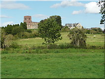 TL1233 : Distant view of the church and former school, Shillington by Humphrey Bolton