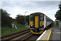 TM4598 : Norwich train approaching Platform 1, Haddiscoe Railway Station by JThomas