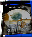 Faded Bush Inn name sign, Clydach Vale