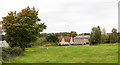 TL7952 : Grassed area in Hawkedon with houses beyond by Trevor Littlewood