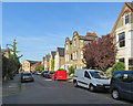 Lyndewode Road: blue sky, red van