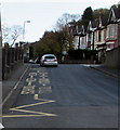 Zigzag yellow markings on Vicarage Road, Penygraig