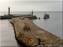 NZ9011 : Whitby East Pier by David Dixon