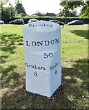 SU8758 : Old Milestone by the A325, Portsmouth Road, opposite Frimley Park Hospital by Milestone Society