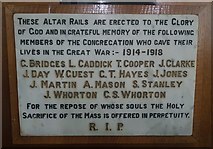 SO9193 : WW1 memorial inside St Chad and All Saints Church by Helen Steed