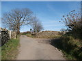 Gelliwion Rd at the entrance to Ty-draw Farm, near Pontypridd