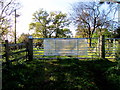 Large notice on a field gate, Llangattock Lingoed