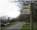 SO5917 : Lydbrook (SCA Factory) bus stop sign, Stowfield Road, Lower Lydbrook by Jaggery