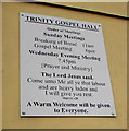 Information board outside Trinity Gospel Hall, Treherbert