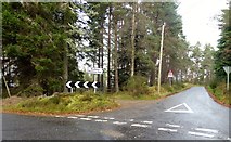 NO6797 : Junction in Brathens Moss by Stanley Howe