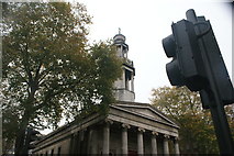 TQ2982 : View of St. Pancras Parish Church from Euston Road by Robert Lamb