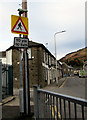 Warning sign - pedestrian crossing 110 yds ahead, Gwendoline Street, Tynewydd