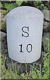 SD7686 : Old Milestone near Cow Dub Bridge, Stone House by Milestone Society