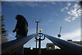 Looking up the handrails of the steps leading down to Waltham Forest College