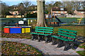 Frosty seats and roundabout, Wellow recreation ground