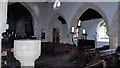 Font and chancel arch in St Augustine, Westbury