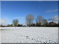 Snow on Foxhills Sports Field