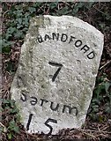 ST9713 : Old Milestone, A354, South West of Cashmoor by Mike Faherty