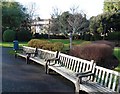 Benches in the winter sun at Blenheim Park