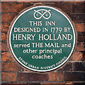 Plaque on the Crown Hotel in Stone, Staffordshire