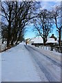 Snowy road at Nether Lethame farm