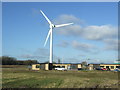 Wind turbine and business park near the M62 Motorway