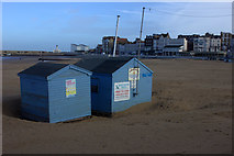 TR3570 : Beach huts on The Bay sands, Margate by Robert Eva