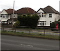 Queen Elizabeth II pillarbox near the corner of Woodlands Drive, Malpas, Newport