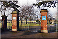 SE4724 : Ferrybridge Cemetery gates by derek dye