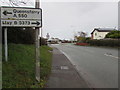 Hawarden Road directions sign, Hope, Flintshire