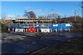 Road closed under a railway bridge