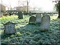 Frosty headstones in Thorpe cemetery