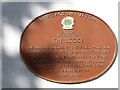 Lodge, Cheam Park: plaque