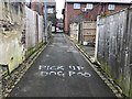 Spray-painted injunction on an alleyway in Basford