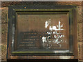Dedication plaque on Wallasey Waterworks Tower