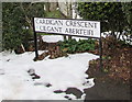 Bilingual name sign Cardigan Crescent/Cilgant Aberteifi, Croesyceiliog, Cwmbran