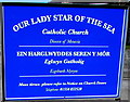 Our Lady Star of the Sea Catholic Church nameboard, Burry Port