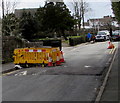 Yellow temporary barrier, Stepney Road, Burry Port