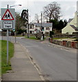 Warning sign - School/Ysgol, Main Road, Portskewett