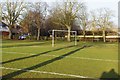 Goal, football pitch, The Leys, Witney, Oxon