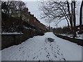 Footpath along the old railway line in front of Railway Terrace