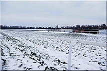 SO8455 : Snow at Worcester Racecourse by P L Chadwick