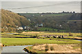 Halfpenny Bridge and Weare Giffard on the River Torridge