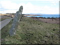 NR6552 : The 'Leaning' Standing Stone on Gigha (Carragh An Tarbert) by G Laird