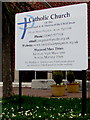 Information board outside a Catholic church, Paignton